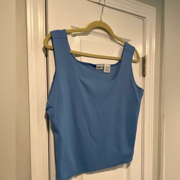 Mixit Size XL Robin Egg Blue Cropped Stretch Square Neck Tank Top - Picture 5 of 8